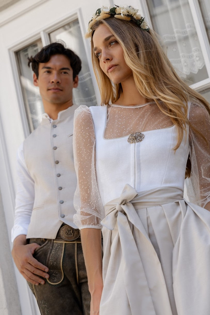 alpenherz-dirndl-luise-ecru-mit-abnehmbarem-fl-gelarm-75-cm image 2