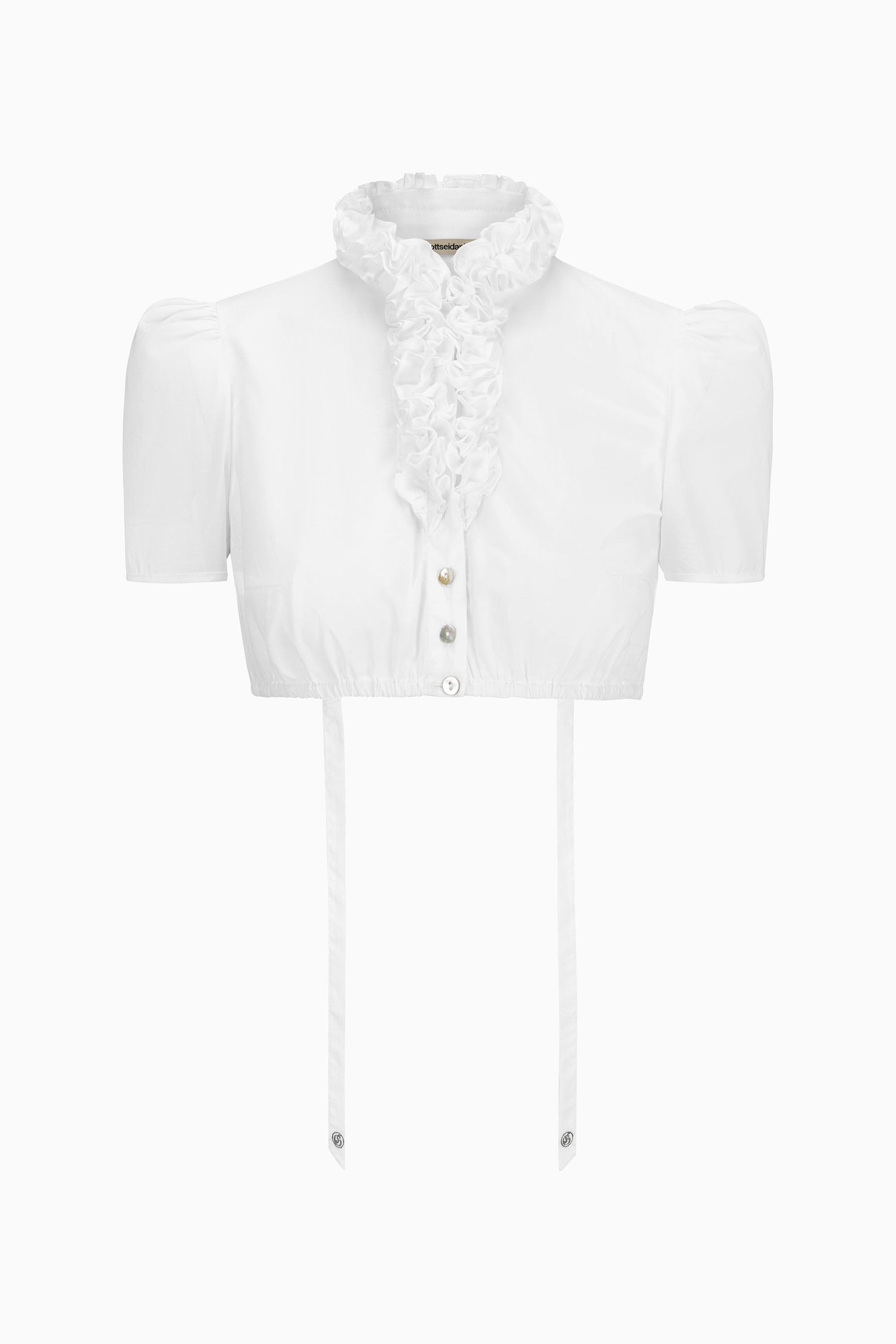gottseidank-dirndlbluse-daphne-stehkragen-bluse-mit-r-schen-und-kurzem-puffarm image 1