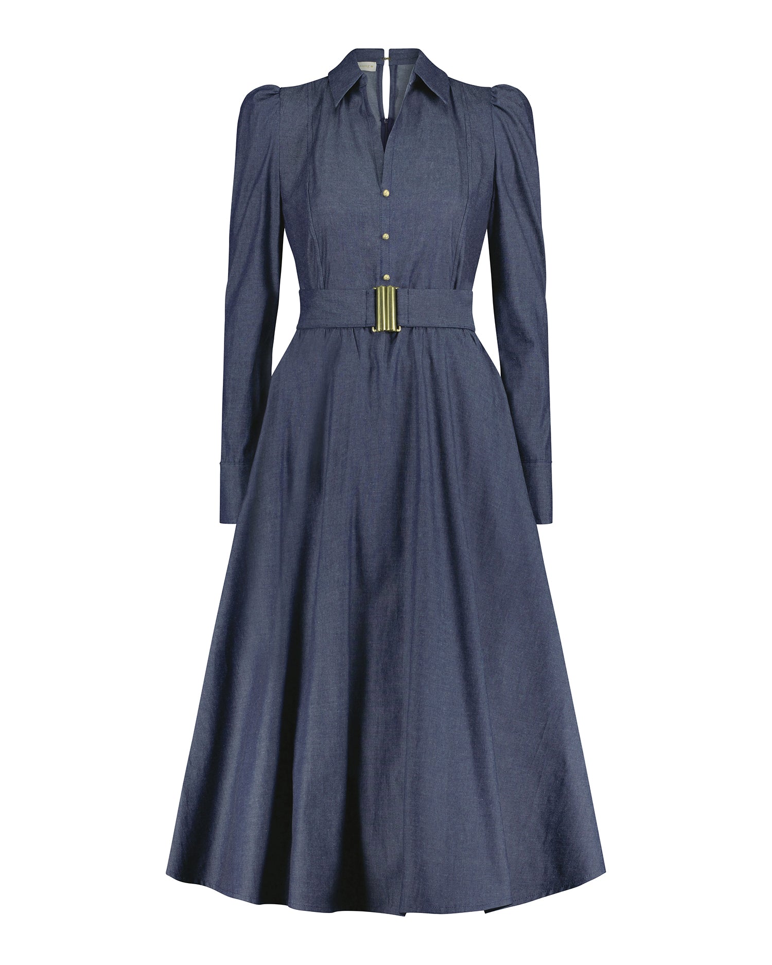alpenherz-kleid-lydia-jeanskleid-mit-goldkn-pfen-und-jeansg-rtel image 1