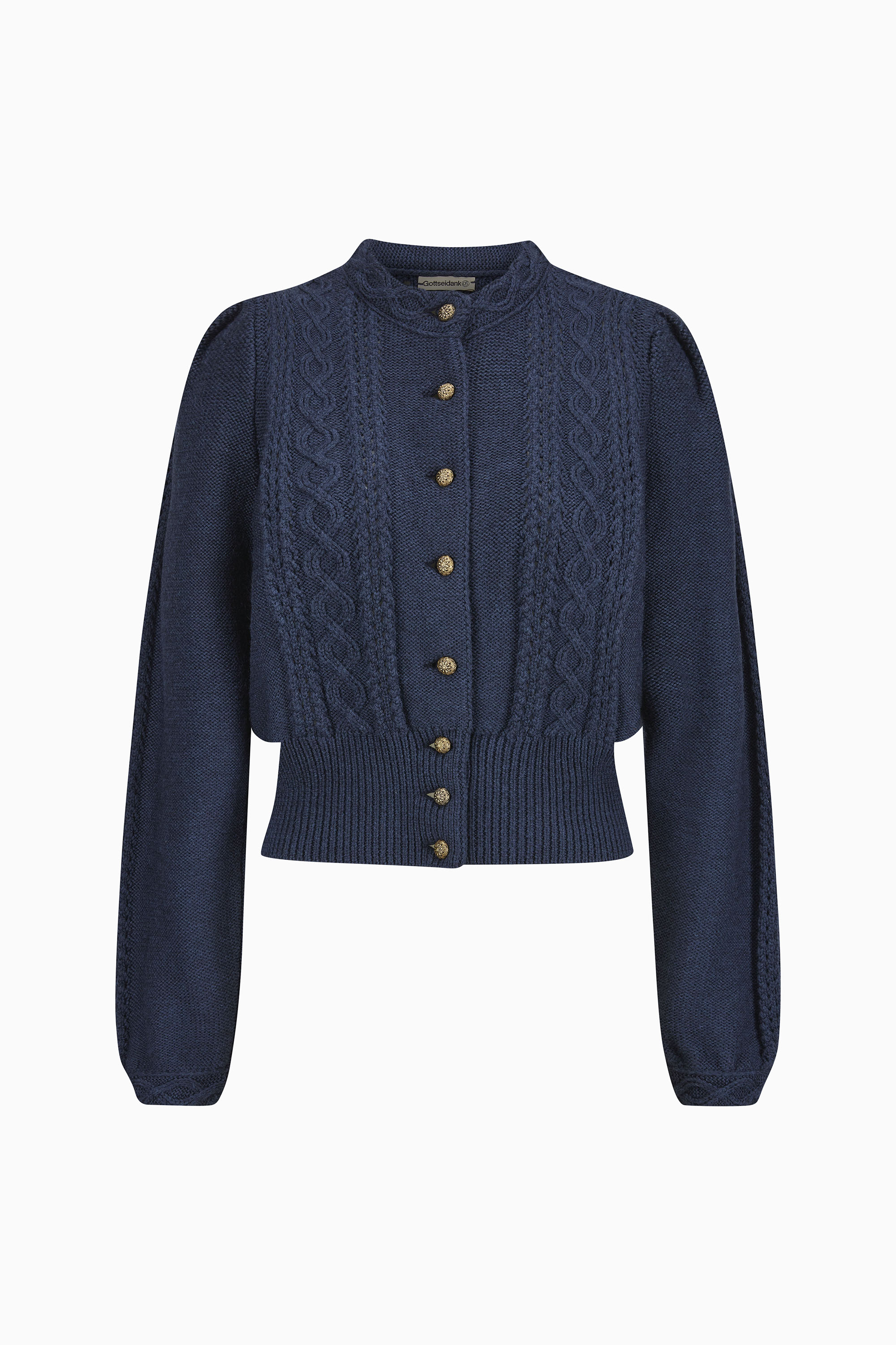gottseidank-damenstrickjacke-lea-linksstrick-mit-stehkragen-puffarm-2 image 1