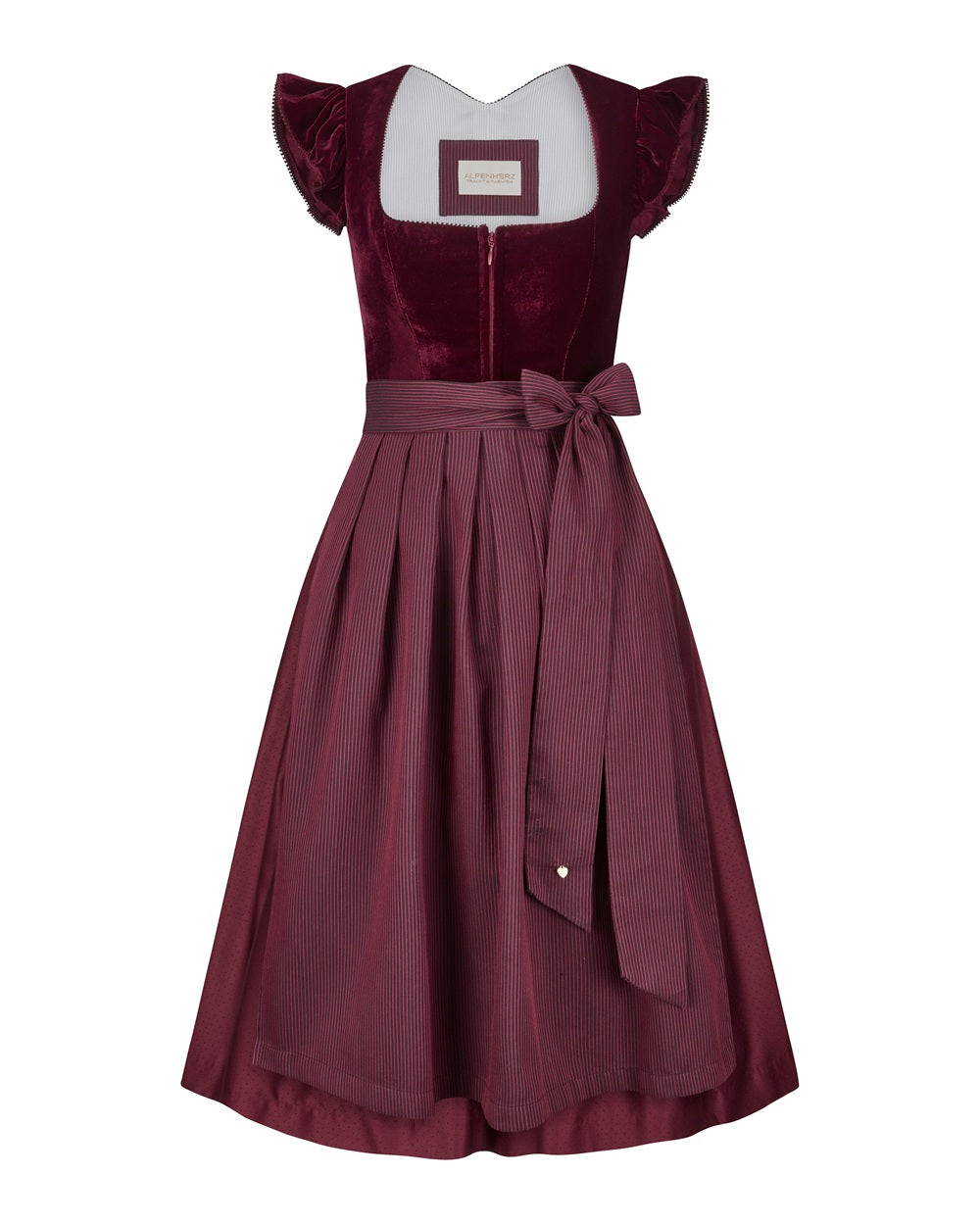 alpenherz-dirndl-rubina-wet-velvet-rot-samt-mieder image 1