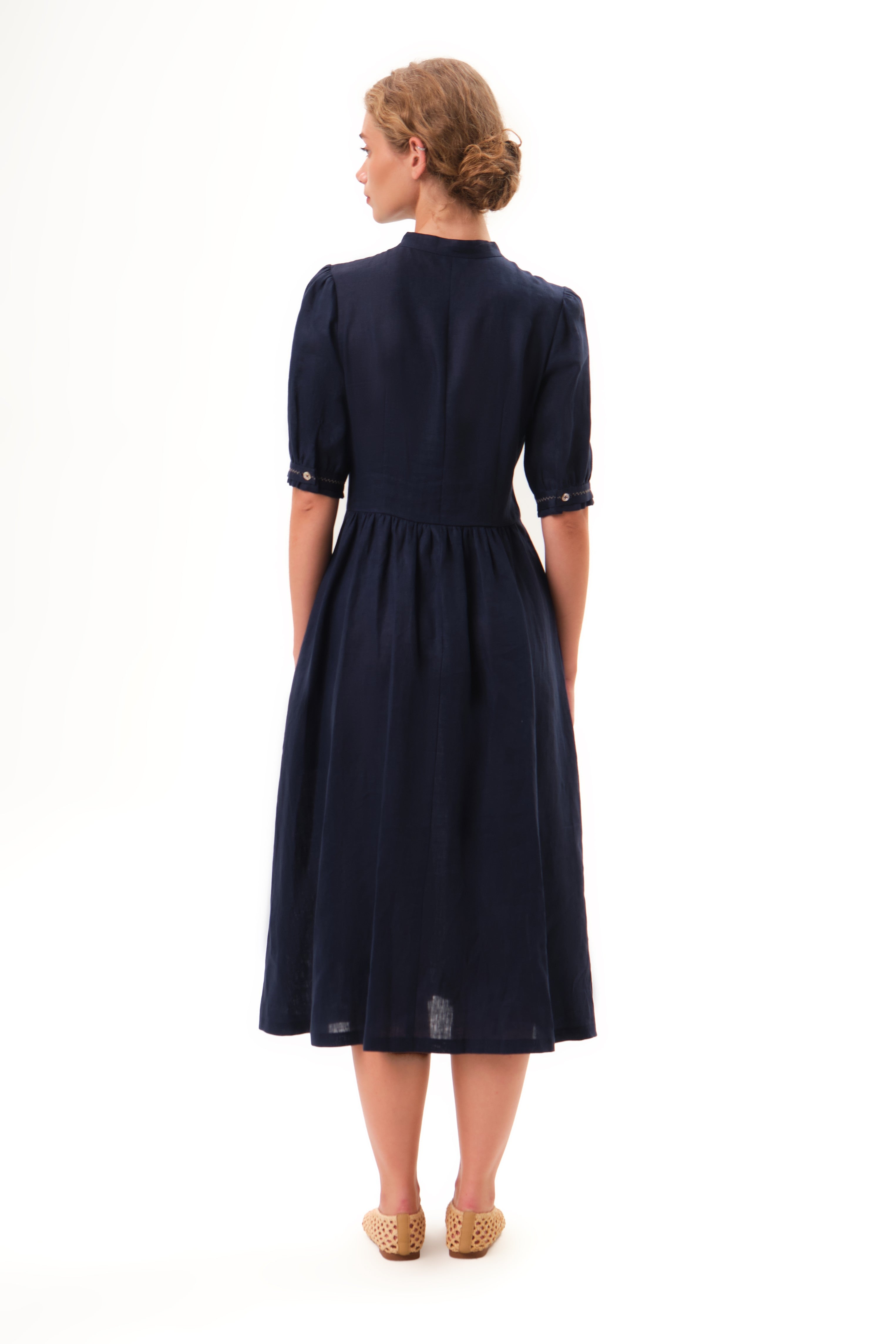 felicitas-kordelia-damen-kleid-leinen-viskose-mit-puff-rmeln image 2
