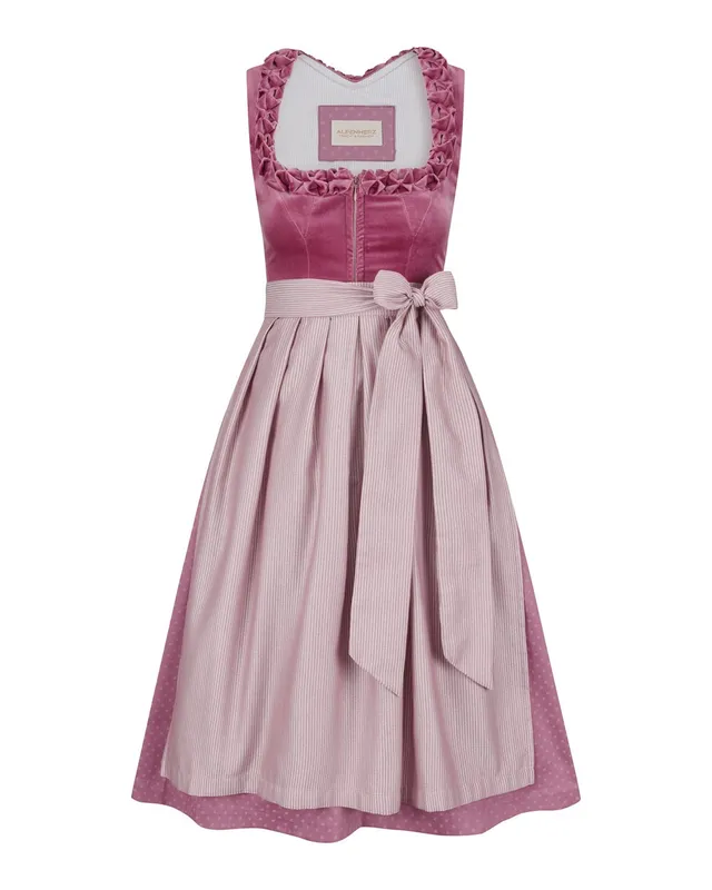 alpenherz-dirndl-josephine-samt-dirndl-in-ros-mit-streifensch-rze image 1