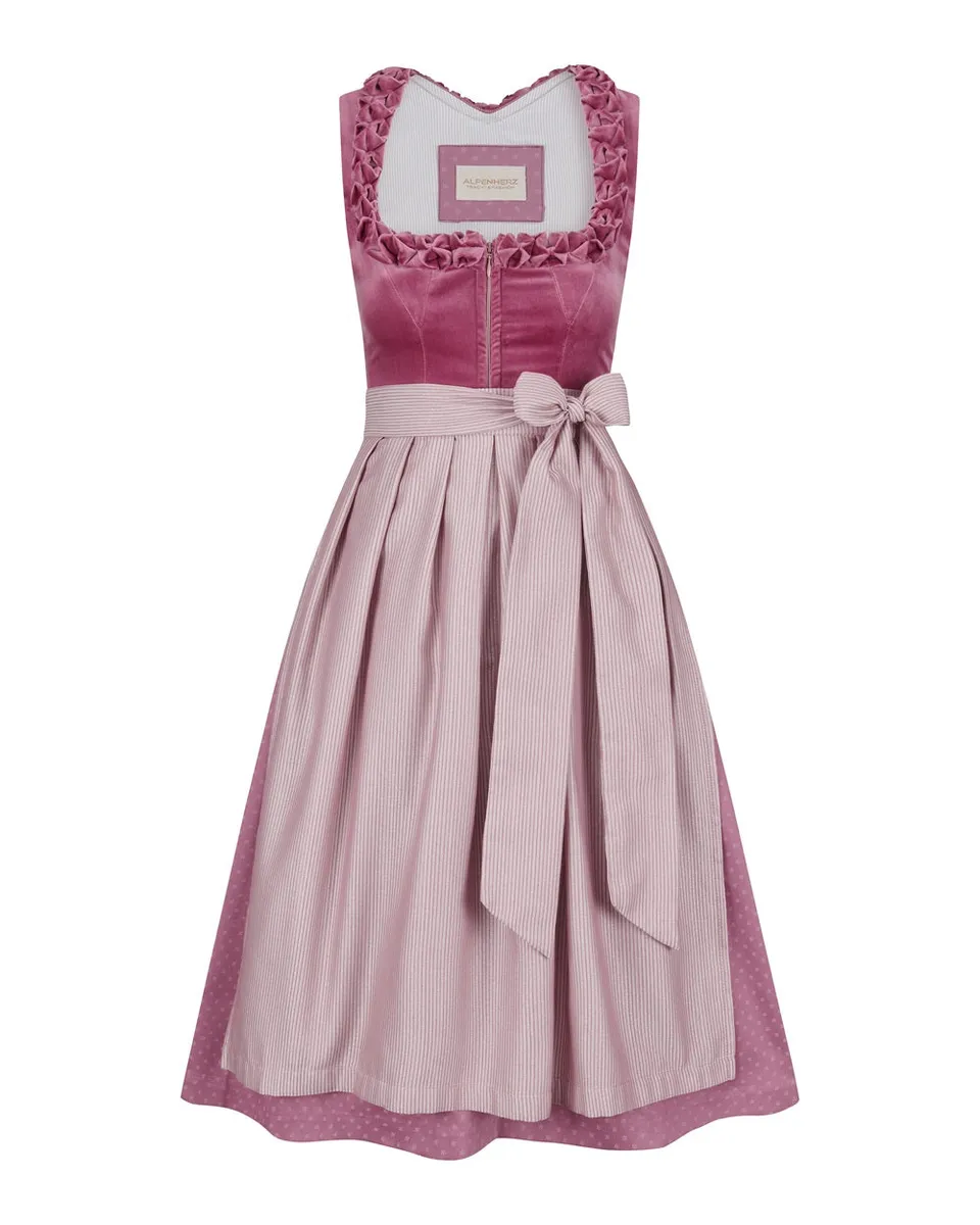 alpenherz-dirndl-josephine-samt-dirndl-in-ros-mit-streifensch-rze image 1