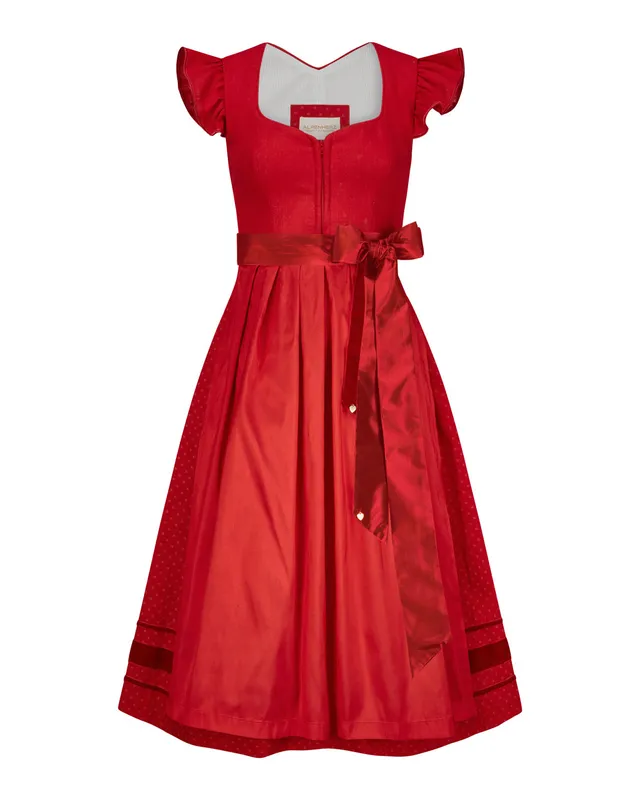 alpenherz-dirndl-marie-rot-mit-abnehmbarem-fl-gelarm image 1