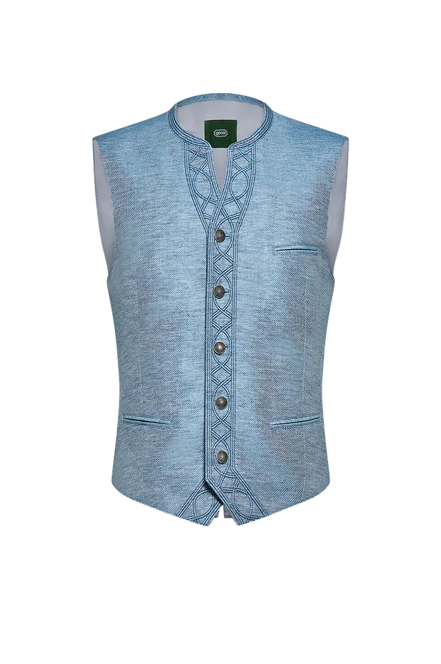 g-ssl-herren-gilet-aus-leinen-baumwolle-blau-mit-stehkragen image 1
