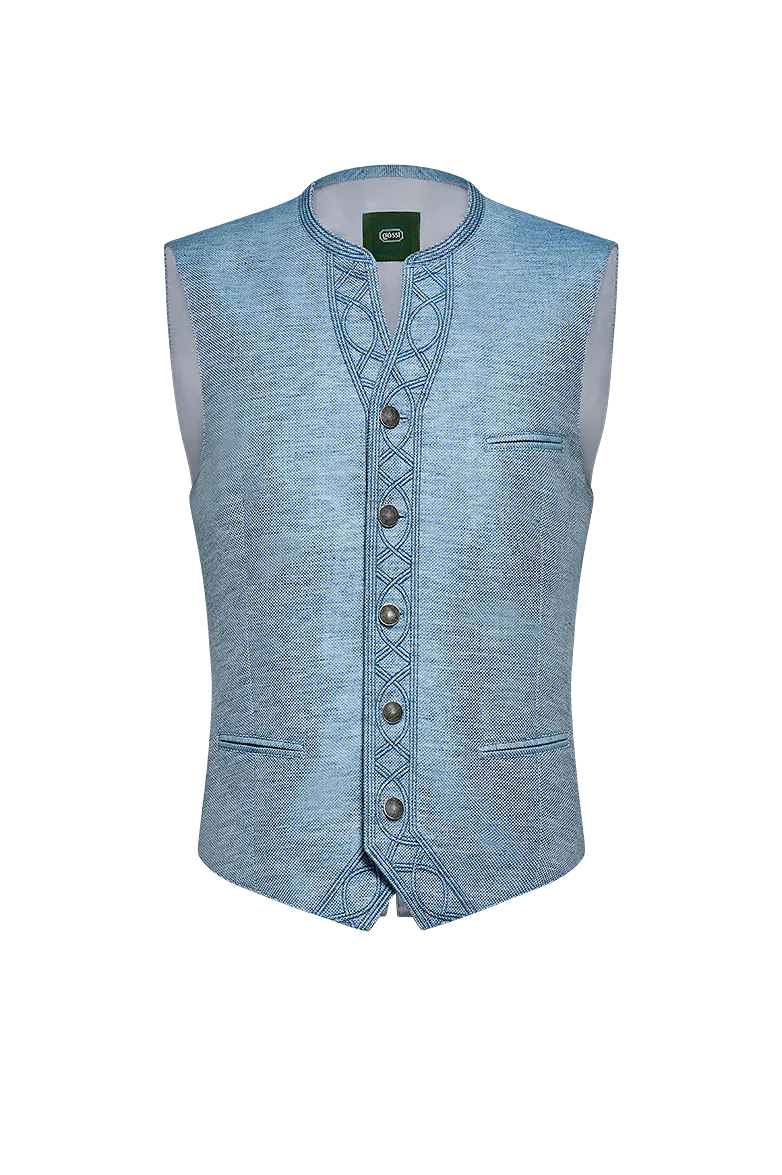 g-ssl-herren-gilet-aus-leinen-baumwolle-blau-mit-stehkragen image 1
